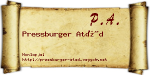 Pressburger Atád névjegykártya